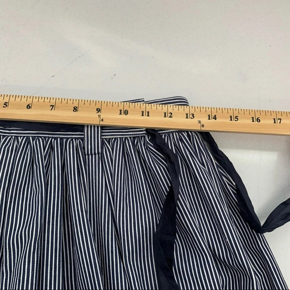 Free Generation Pleated Skirt Medium Blue White Pinstripe Full Flowy Tie Waist - Picture 10 of 11